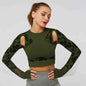 Summer Long Sleeve Crop Top Women Fitness Gym Yoga Sports Camouflage Seamless Breathable Yoga Top