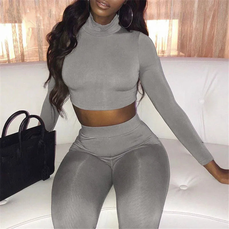 2021 New arrivals 18 color fashion casual sports fitness  crop top yoga two piece set women sportswear fitness other sportswear