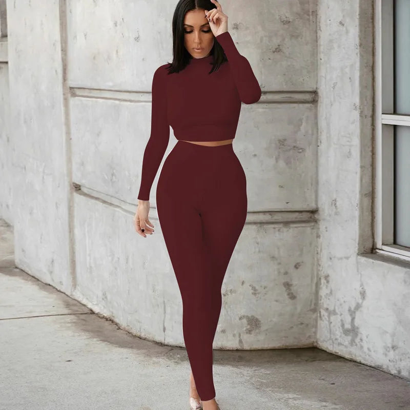 2021 New arrivals 18 color fashion casual sports fitness  crop top yoga two piece set women sportswear fitness other sportswear