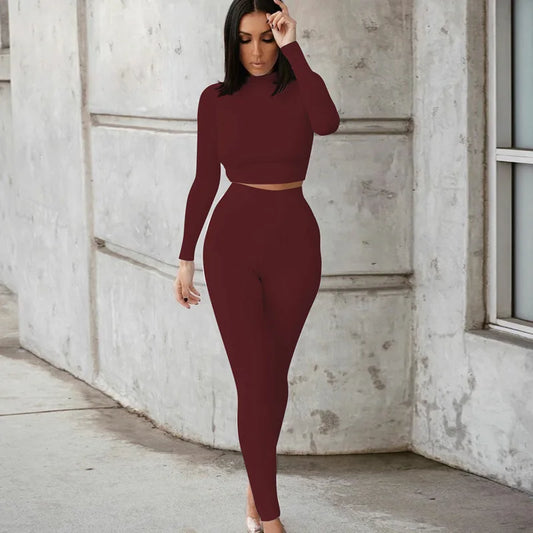 2021 New arrivals 18 color fashion casual sports fitness  crop top yoga two piece set women sportswear fitness other sportswear