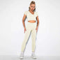 Seamless Sexy 2 Piece Active Wear Set - Women's U V Neck Gym Leggings & Top for Yoga & Fitness