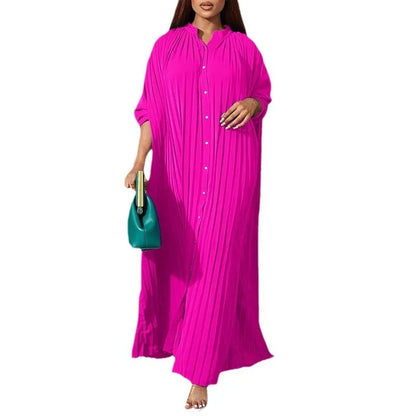 Plus Size Maxi Shirt Dress | Elegant Long Sleeve Dress for Women | Casual & Party