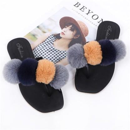 New arrival luxury plush fashion trend faux fur slides for women 2022 fur slippers