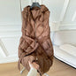 Luxury Women's Sleeveless down Vest Winter Warm Hooded Zipper Long Jacket with Belt Fashion Outerwear