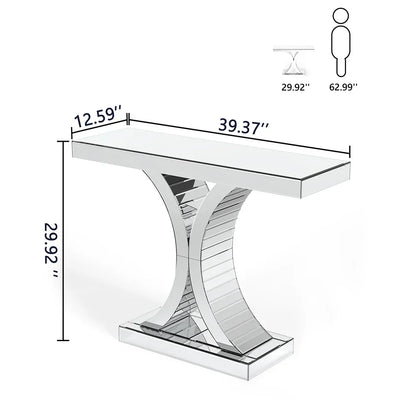 43.3'' Mirrored Glass Console Door Entryway Display Table