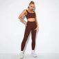 Summer Seamless Fitness Set - Sexy UV Neck Top With Leggings Activewear 2 Piece Women’s Gym Outfit