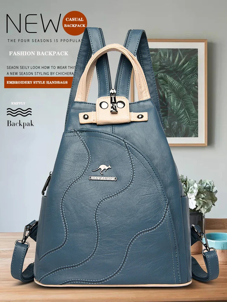 Women Leather Backpacks Zipper Female Chest Bag Travel Back Pack Ladies Bagpack Mochilas School Bags for Teenage Girls Sac A Dos