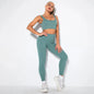 Summer Seamless Fitness Set - Sexy UV Neck Top With Leggings Activewear 2 Piece Women’s Gym Outfit