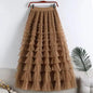 High-Waisted Mesh Layered Skirt for Women – Spring & Fall Elegant Cake Skirt