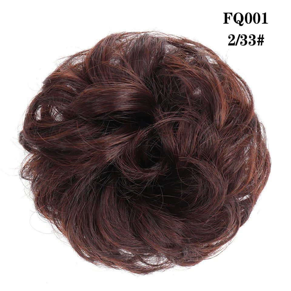 LUPU Synthetic Hair Bun Messy Scrunchies With Elastic Band Natural Fake Hair Tie Pieces Ponytail Colored Black Purple Pink Green