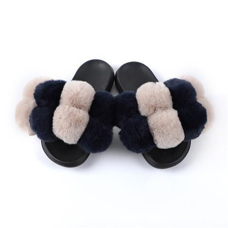 New arrival high quality plush flip flops women summer fluffy slides faux fur slippers