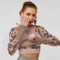 Summer Long Sleeve Crop Top Women Fitness Gym Yoga Sports Camouflage Seamless Breathable Yoga Top
