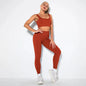 Summer Seamless Fitness Set - Sexy UV Neck Top With Leggings Activewear 2 Piece Women’s Gym Outfit