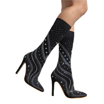 Women’s Patent Leather Stiletto Pointed Toe, Short Tube High Heel Knight Boots