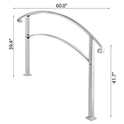 VEVOR Wrought Iron Handrail Fits 1 or 5 Steps with Installation Kit Hand Rails for Outdoor Steps Transition Handrail Stair Rail