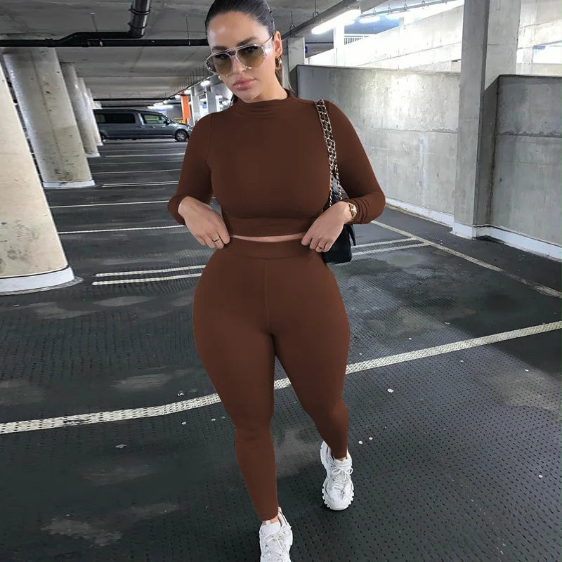 2021 New arrivals 18 color fashion casual sports fitness  crop top yoga two piece set women sportswear fitness other sportswear