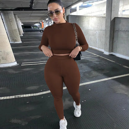 2021 New arrivals 18 color fashion casual sports fitness  crop top yoga two piece set women sportswear fitness other sportswear