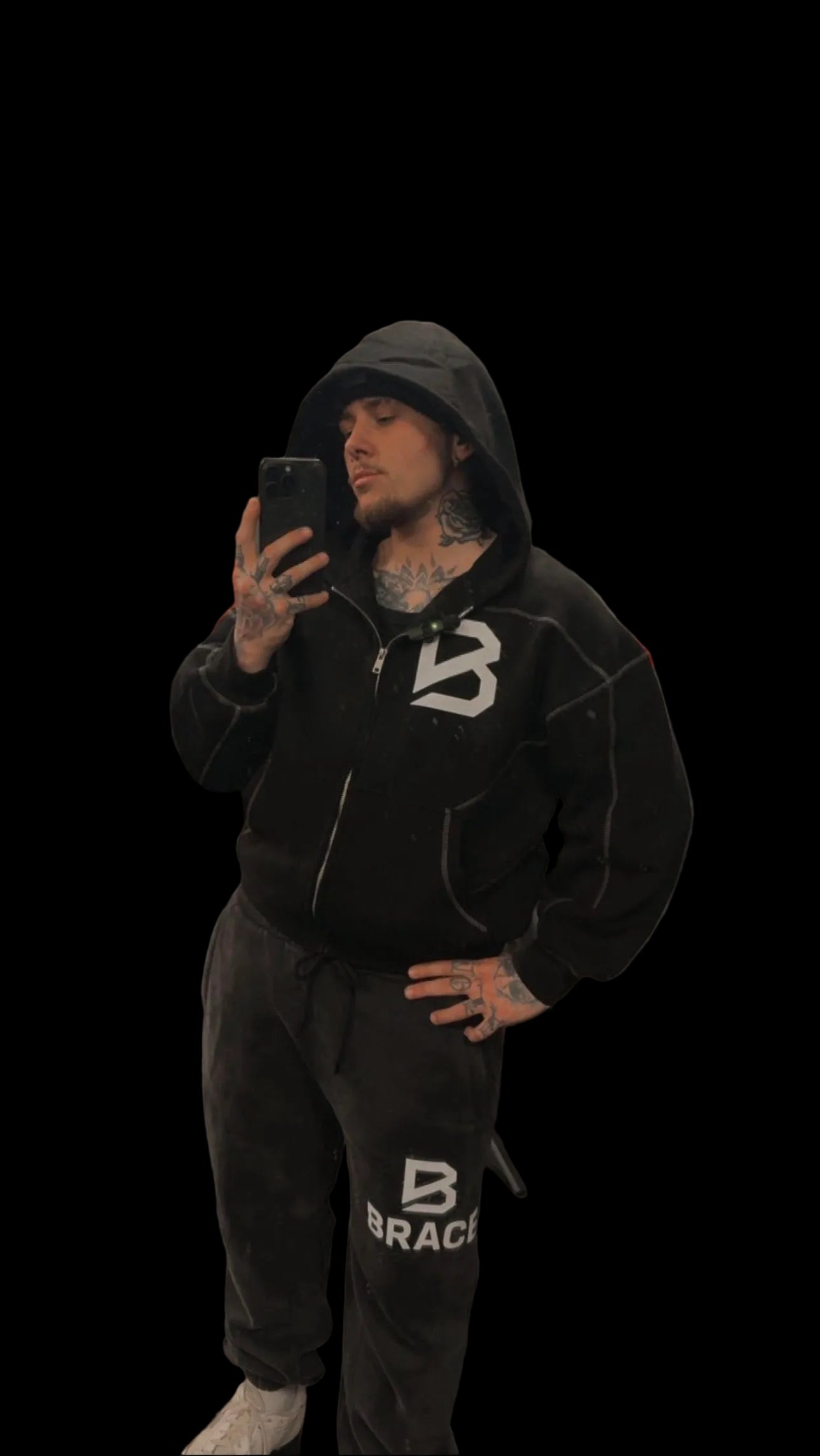 Contrast-Stitched Zip Hoodie - Boxy Fleece Gym Hoodie | BRACE