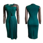 Fashion Mesh Splicing Slim Warp Hip Split Women Office Dress