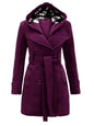 Fashionable Women's Woolen Warm Fleece Double Breast Jacket With Belts