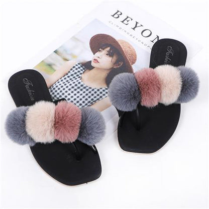 New arrival luxury plush fashion trend faux fur slides for women 2022 fur slippers
