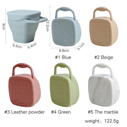 Baby Silicone Snack Cups for Toddlers Spill Proof Collapsible Toddle Portable Silicone Snack with Lids Baby food Storage Tank