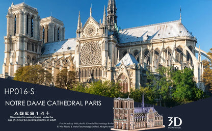 Piececool 3D Metal Puzzles Jigsaw, Notre Dame Cathedral Paris DIY Model Building Kits Toys for Adults Birthday Gifts