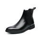 Winter Ankle Chelsea Leather Pointed Toe Boots For Men