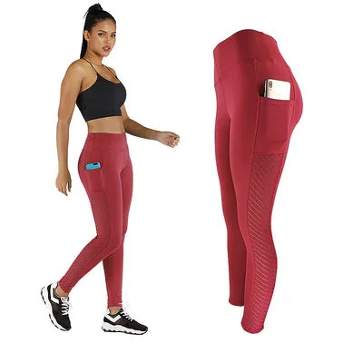 2023 New  Mesh pocket yoga pants  buttock pants Four-Way Stretch exercise Fitness Yoga Pants