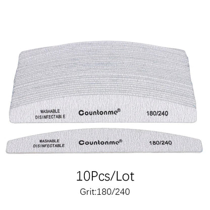 10pcs/Lot Professional Wooden Nail Files 180/240 Buffer 100/180 Grey Boat Wood Sandpaper Block Gel Polisher Sanding Nail Files