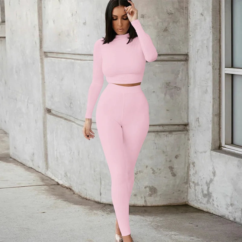 2021 New arrivals 18 color fashion casual sports fitness  crop top yoga two piece set women sportswear fitness other sportswear