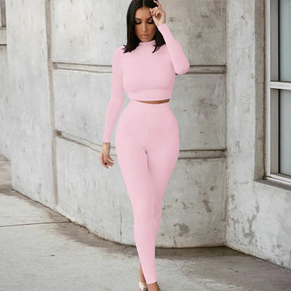 2021 New arrivals 18 color fashion casual sports fitness  crop top yoga two piece set women sportswear fitness other sportswear