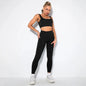 Summer Seamless Fitness Set - Sexy UV Neck Top With Leggings Activewear 2 Piece Women’s Gym Outfit