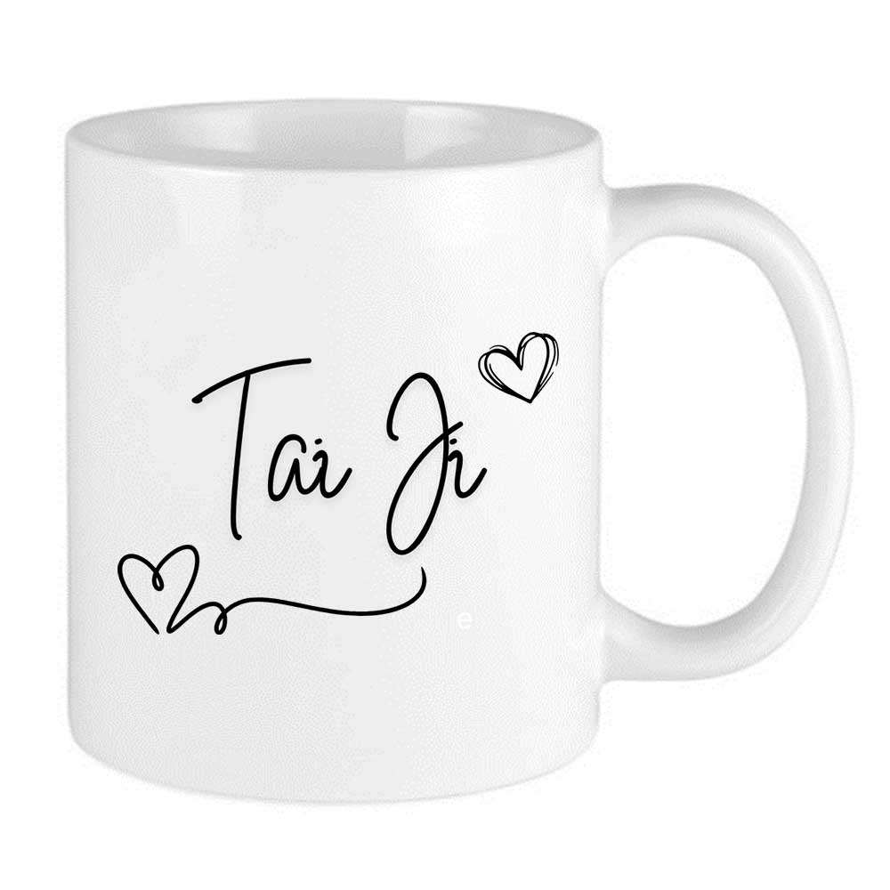 Tai Ji Handwritten Hearts Mug