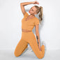 Summer Seamless Fitness Set - Sexy UV Neck Top With Leggings Activewear 2 Piece Women’s Gym Outfit