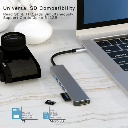 USB C Hub to 4K HDMI-Compatible USB 3.0 2.0 Type C PD Charging Dock for MacBook iPad Samsung S10 Dex TV Mouse Keyboard U Disk
