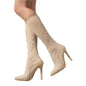 Women’s Patent Leather Stiletto Pointed Toe, Short Tube High Heel Knight Boots