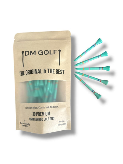 Ice Tee-Not A Castle Tee-Premium 70mm Bamboo Golf Tee With Orange, Pink, Blue & Red Castle Height Indicators-30 pack