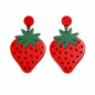 Strawberry Earrings UK – Cute Fruit Statement Drop Earrings (Red & Green Jewellery)