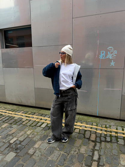 NAVY/STONE REVERSIBLE ZIP HOODIE
