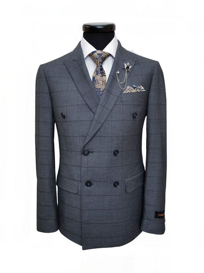 Grey Check Double Breasted Suit