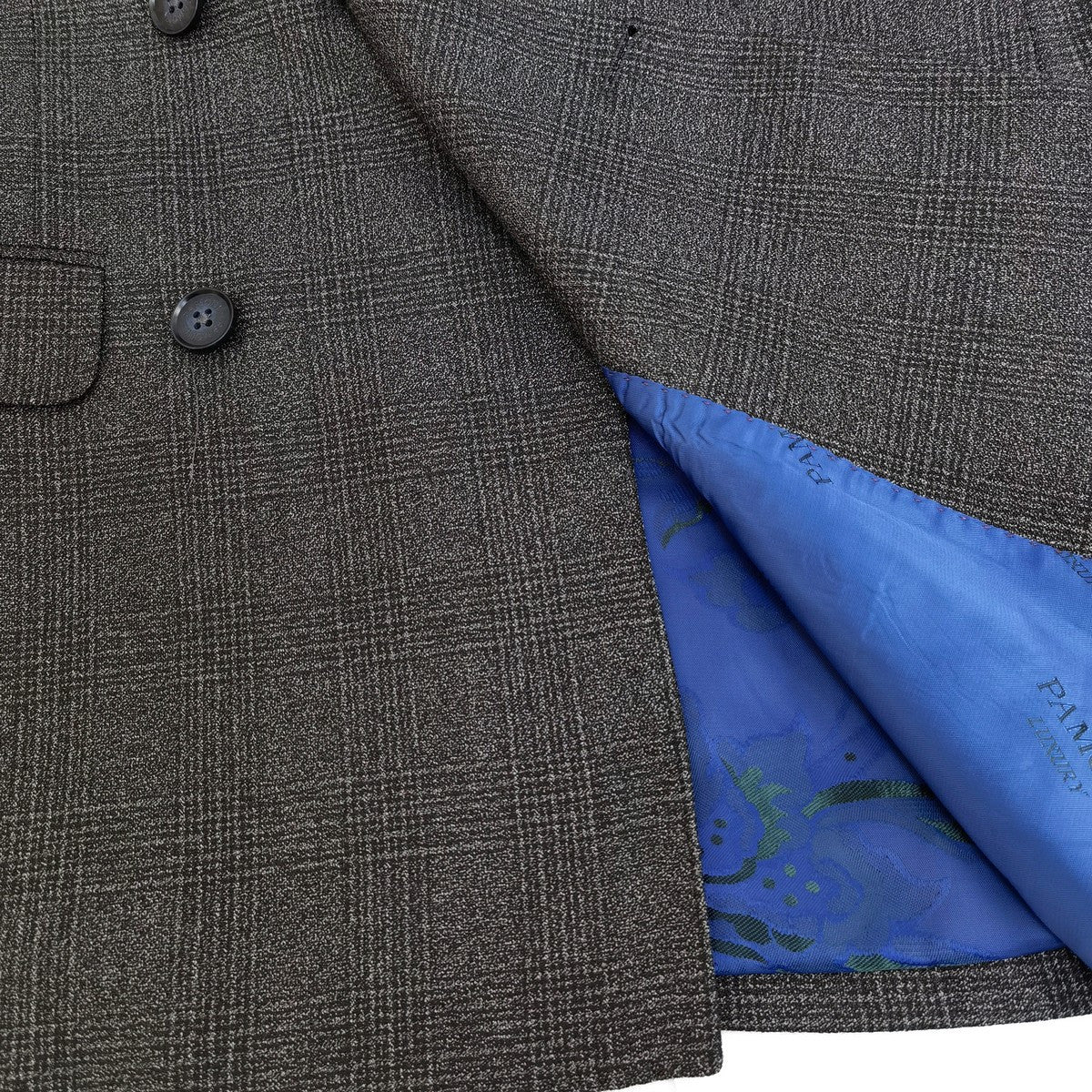 Dark Grey Prince Of Wales Check Double Breasted Suit