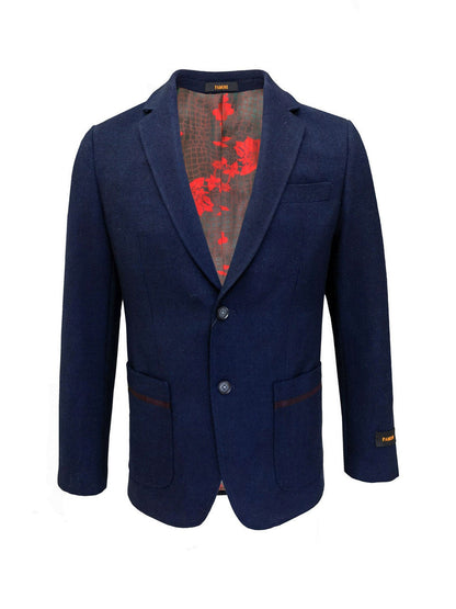 Navy Slim Fit Tweed  Blazer