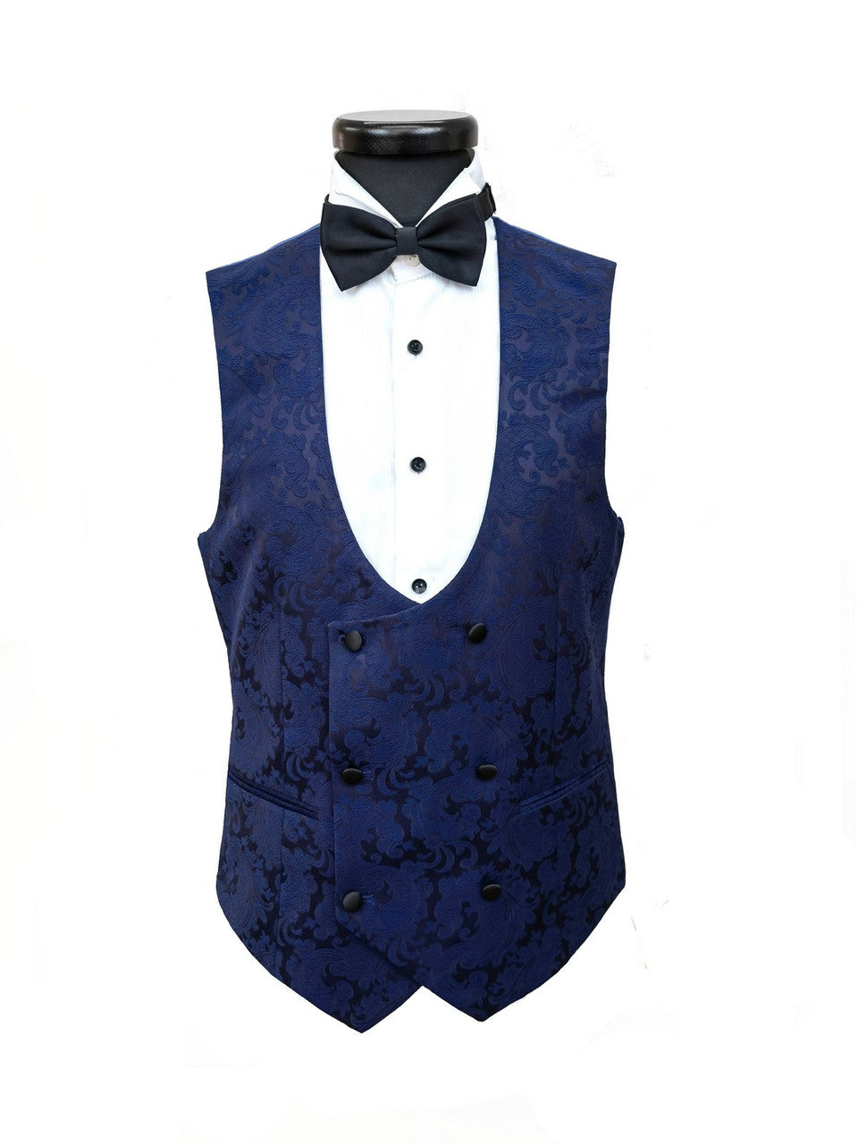 Midnight Blue Floral Pattern 3-Piece Tuxedo