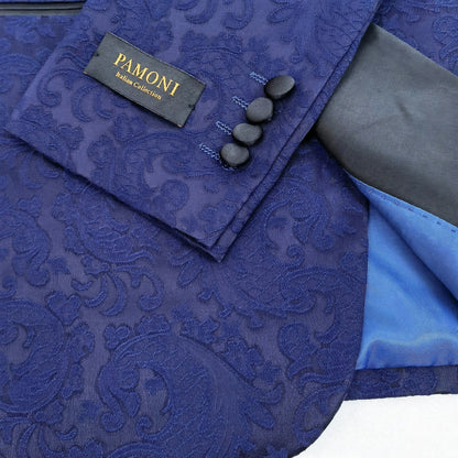 Midnight Blue Floral Pattern 3-Piece Tuxedo