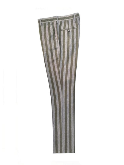 Brown Khaki Bold Stripe Double Breasted Suit
