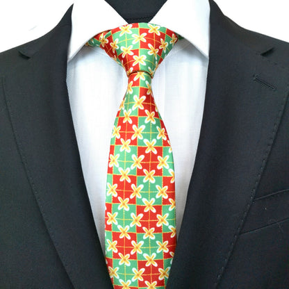 Green Coral Square Geometric Tie