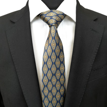 Navy Brown Geometric Tie