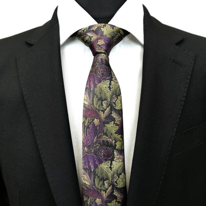 Purple Olive Floral Tie