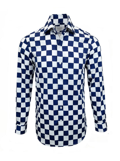 Navy Square Check Slim Fit Shirt